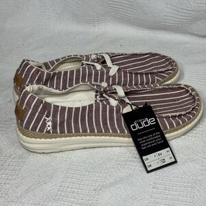 Hey Dude Wendy Womens Striped Canvas Shoes Size 9